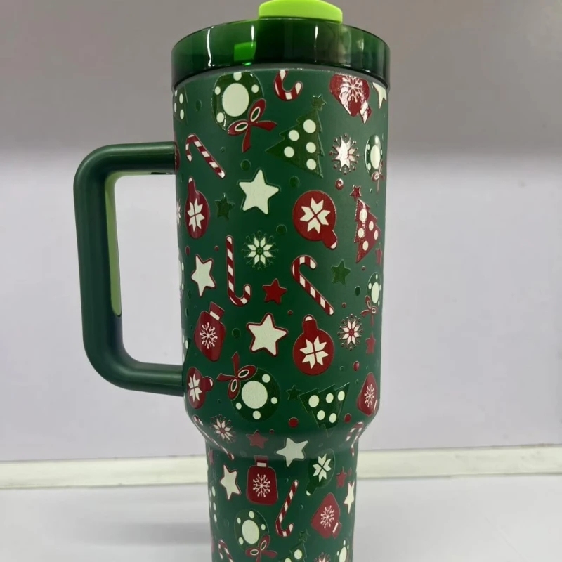 20 Pack China Warehouse H2.0 40oz with 5D Print Tumblers for Christmas Green and Red Color Mix Style for Xmas