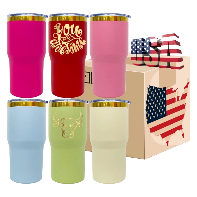 24 Pack USA Warehouse Mirror Gold Plated 20oz Coffee Travel Mug with Leak Proof Slide Lids for Laser Engraving