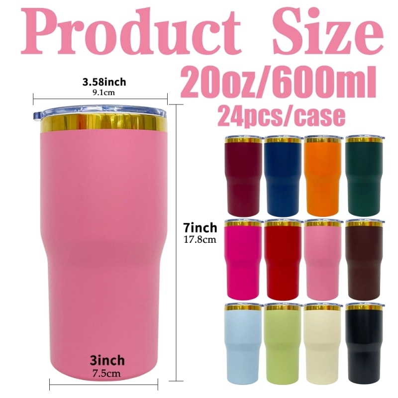24 Pack USA Warehouse Mirror Gold Plated 20oz Coffee Travel Mug with Leak Proof Slide Lids for Laser Engraving