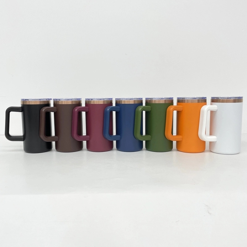 20 Pack USA Warehouse Copper Underneath Powder Coated 20oz Coffee Mugs with Removable Plastic Handle for Laser Engraving