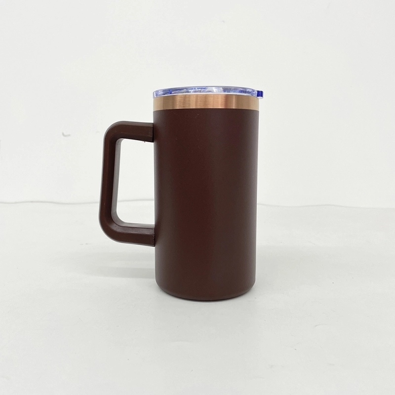 20 Pack USA Warehouse Copper Underneath Powder Coated 20oz Coffee Mugs with Removable Plastic Handle for Laser Engraving