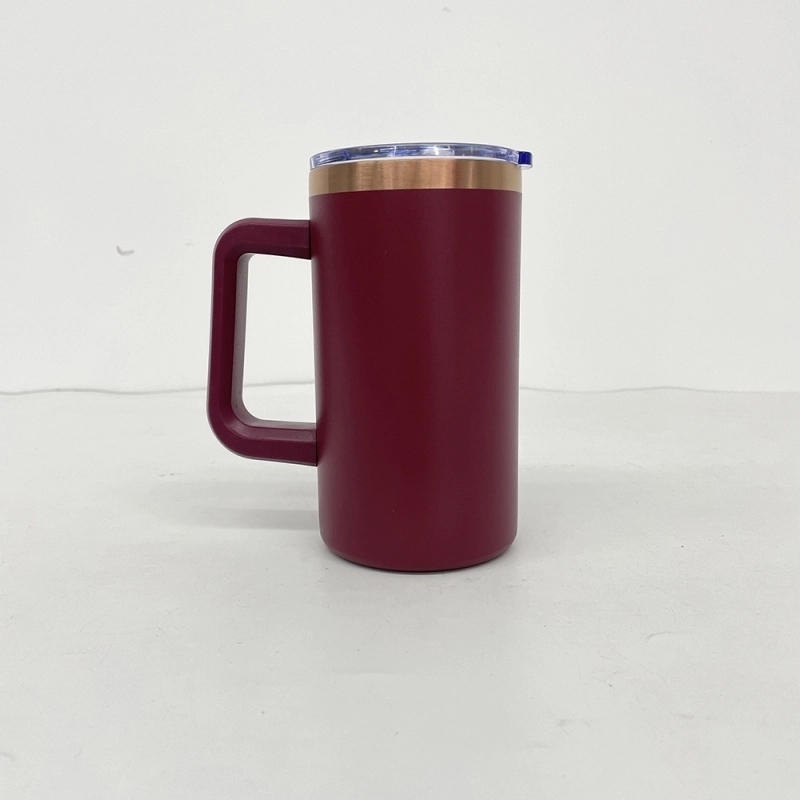 20 Pack USA Warehouse Copper Underneath Powder Coated 20oz Coffee Mugs with Removable Plastic Handle for Laser Engraving