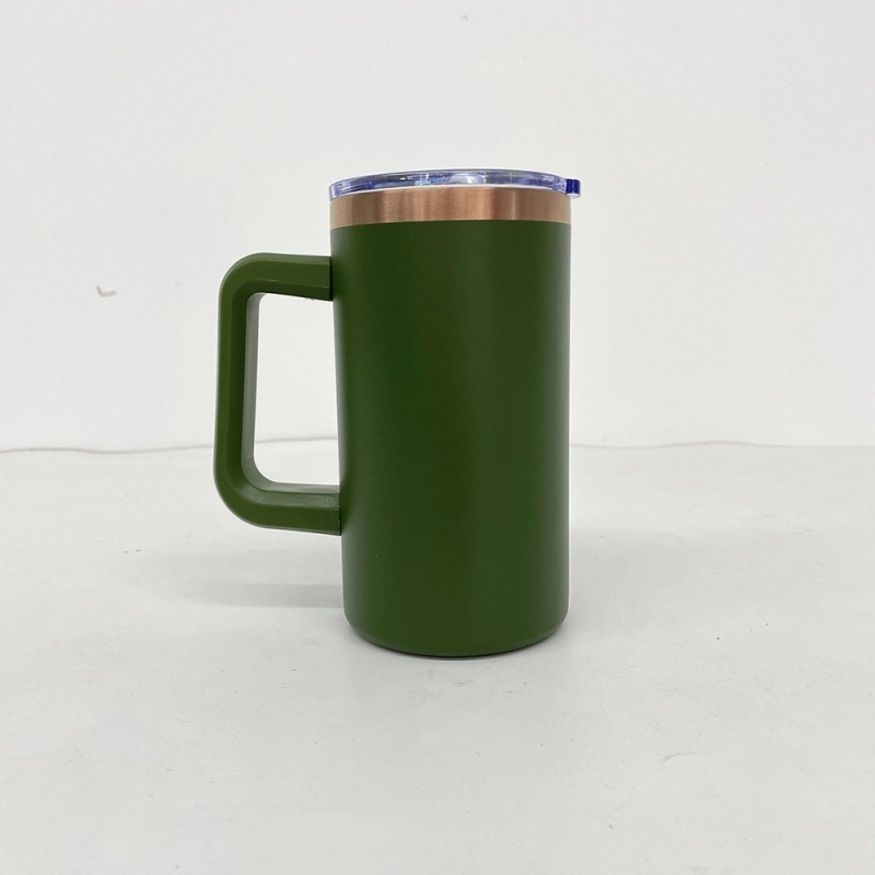 20 Pack USA Warehouse Copper Underneath Powder Coated 20oz Coffee Mugs with Removable Plastic Handle for Laser Engraving