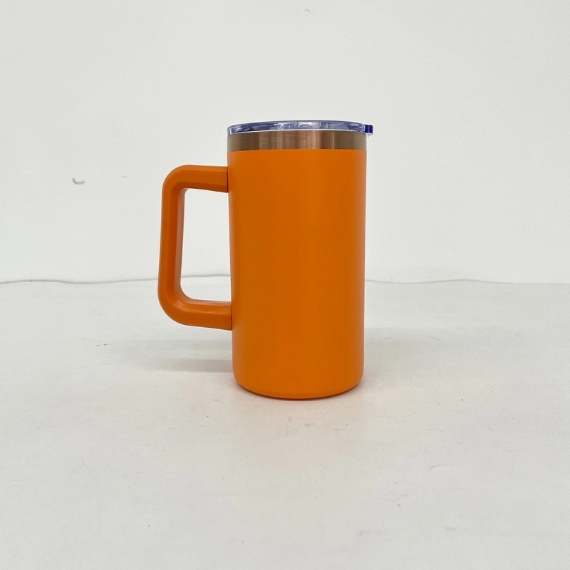 20 Pack USA Warehouse Copper Underneath Powder Coated 20oz Coffee Mugs with Removable Plastic Handle for Laser Engraving