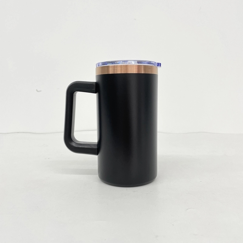 20 Pack USA Warehouse Copper Underneath Powder Coated 20oz Coffee Mugs with Removable Plastic Handle for Laser Engraving