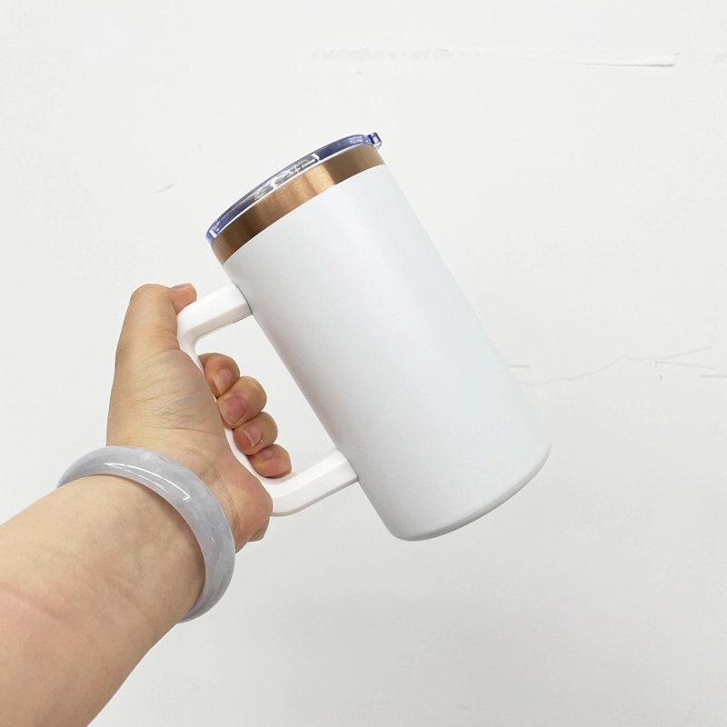 20 Pack USA Warehouse Copper Underneath Powder Coated 20oz Coffee Mugs with Removable Plastic Handle for Laser Engraving