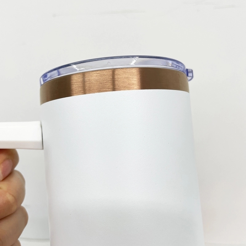 20 Pack USA Warehouse Copper Underneath Powder Coated 20oz Coffee Mugs with Removable Plastic Handle for Laser Engraving