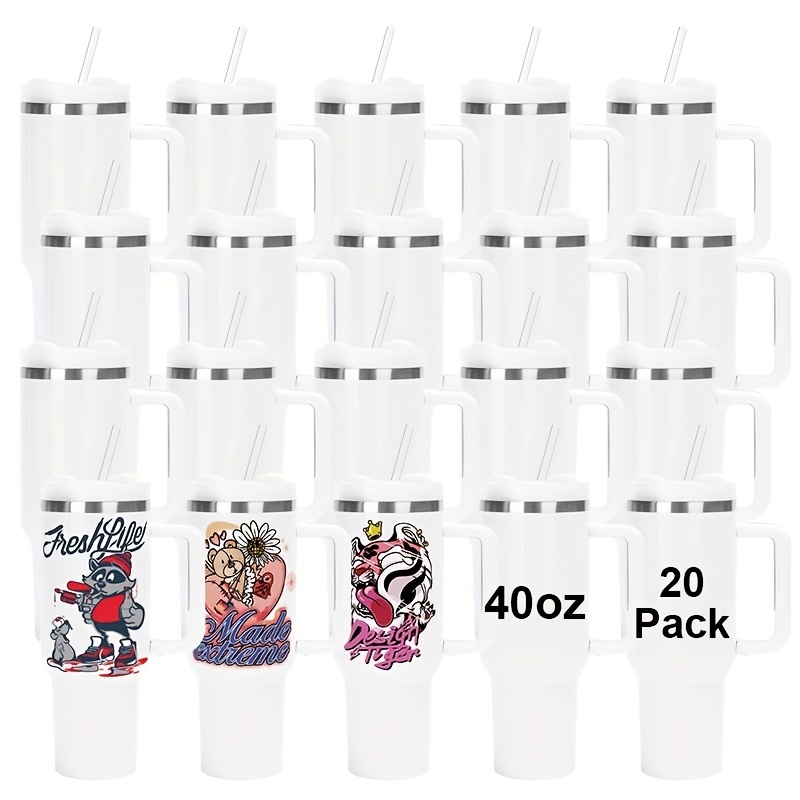 20pcs 40oz Sublimation Tumbler with Handle And Straw, Lids Insulated Tumblers