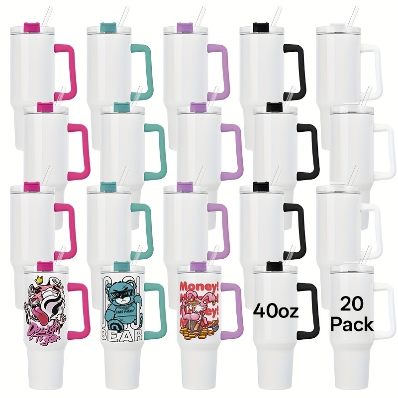 20 Pack 40oz Stainless Steel Insulated Tumblers with Lids & Straws