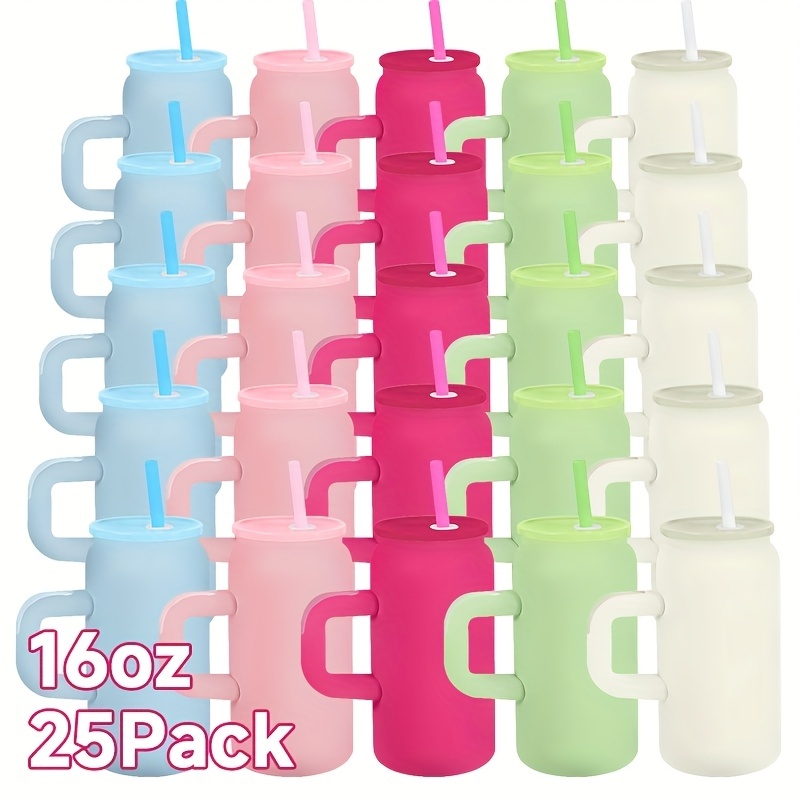25pcs Stainless Steel Tumblers With Lids & Straws