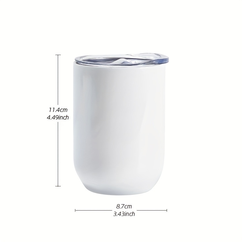 25/50pcs 12oz Sublimation Wine Tumblers Blanks, Straight Stainless Steel Insulated Mug for Full Wrap Heat Transfer, Spill-proof Sliding Lid Plastic Straw for Coffee Cocktails Drinks