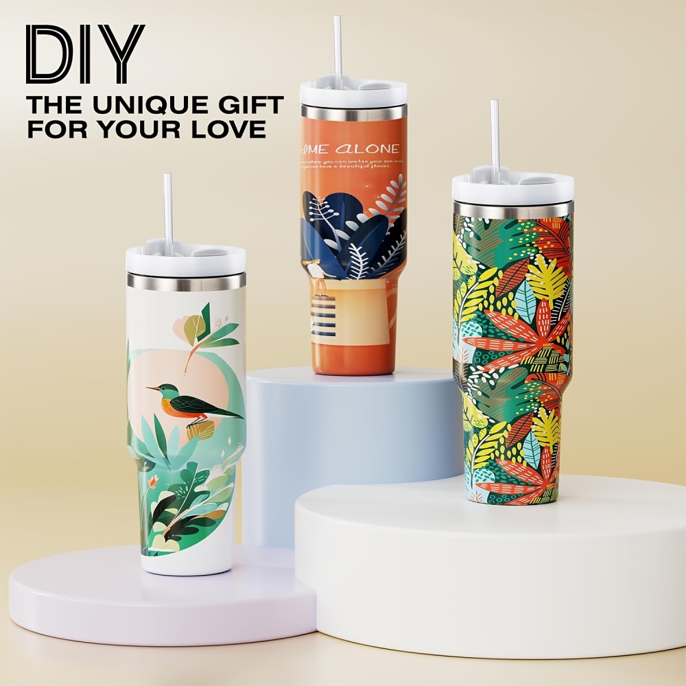 20pcs 40oz Sublimation Tumbler with Handle And Straw, Lids Insulated Tumblers