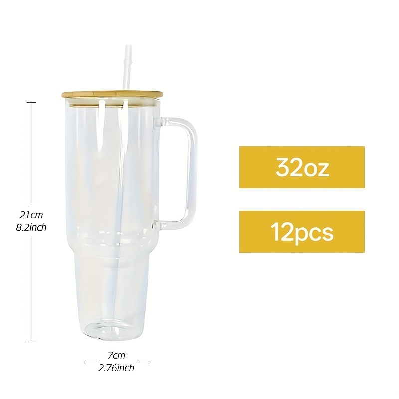 12pcs 32/40oz Sublimation Glass Cups with Handles