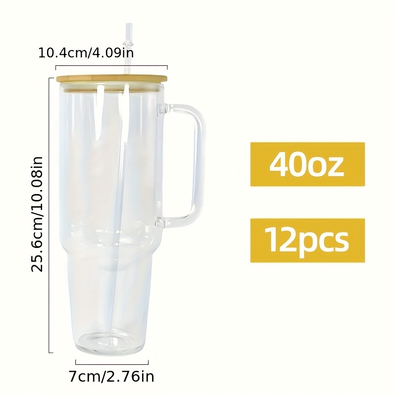 12pcs 32/40oz Sublimation Glass Cups with Handles