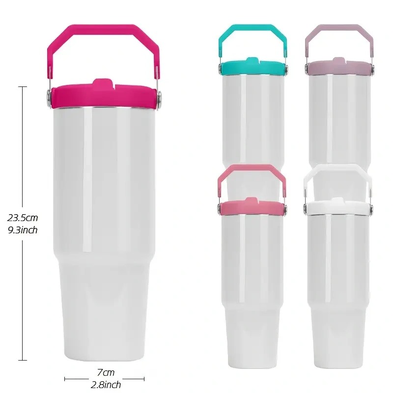 25 Pack US warehouse 30oz Stainless Steel Double-Wall Vacuum Insulated Tumblers with Flip Lid & Straw