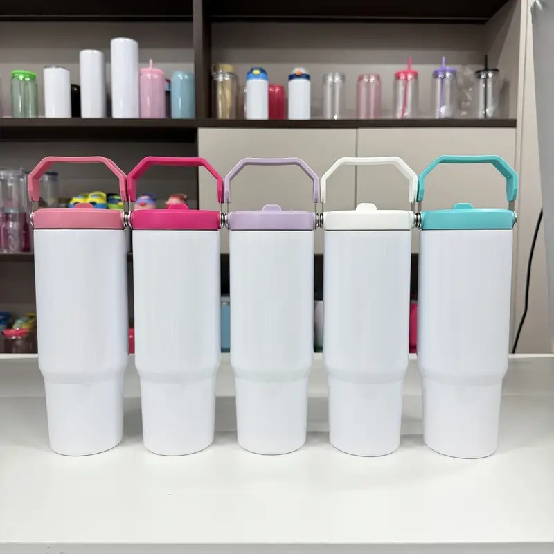 25 Pack US warehouse 30oz Stainless Steel Double-Wall Vacuum Insulated Tumblers with Flip Lid & Straw