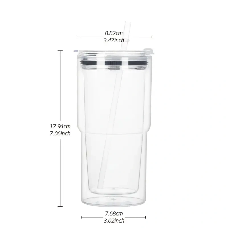 25pcs US warehouse 18oz Acrylic Snow Globe Tumblers with Pre-Drilled Holes
