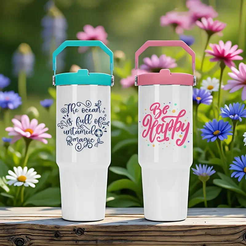 25 Pack US warehouse 30oz Stainless Steel Double-Wall Vacuum Insulated Tumblers with Flip Lid & Straw
