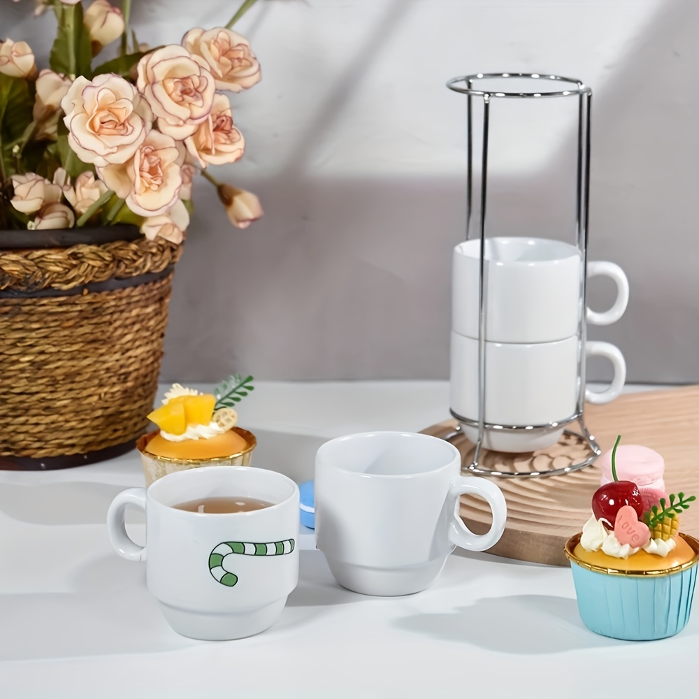 48pcs 4oz Sublimation Mugs Blanks Bulk Coffee Stackable Mug Cups White Plain Ceramic Mug Cups for Sublimate