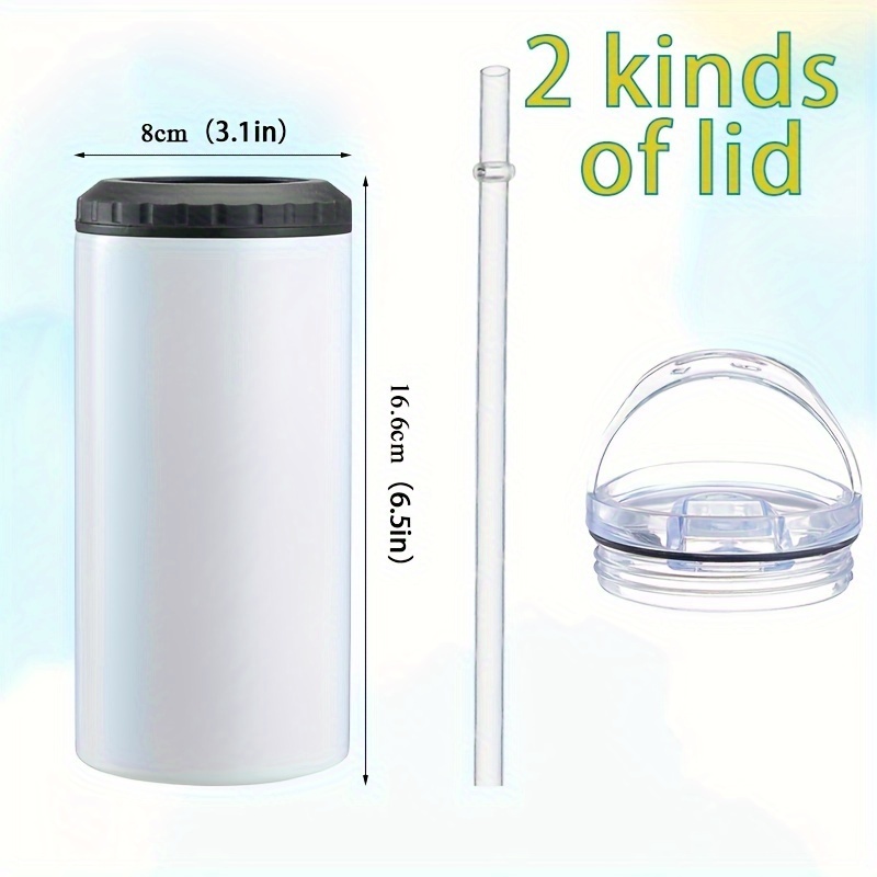 25pcs of 16oz 4-in-1 Sublimation Blank Cooler Jars Bulk Stainless Steel Tumbler Double Wall Straight Cup with 2 Lids and Straws