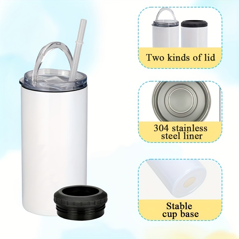 25pcs of 16oz 4-in-1 Sublimation Blank Cooler Jars Bulk Stainless Steel Tumbler Double Wall Straight Cup with 2 Lids and Straws