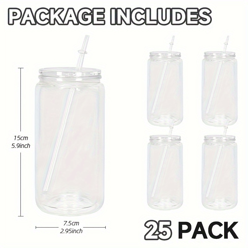 25 Pack 16 Oz Double Wall Snow Globe Tumblers DIY Glitter Mason Jar Cups