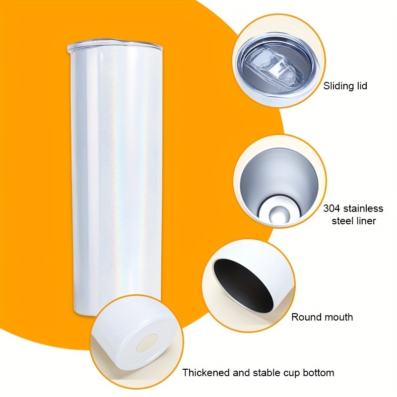 25 Pack 20oz Sublimation White/Mix Glitter Tumbler with Individually Plastic Straws Can