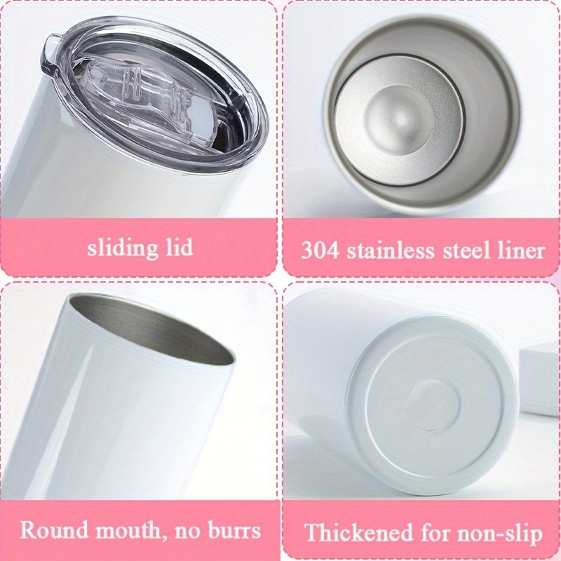 25pcs 15oz Premium Sublimation Skinny Tumbler Double Wall Insulated Stainless Steel Cup With Lid And Straw