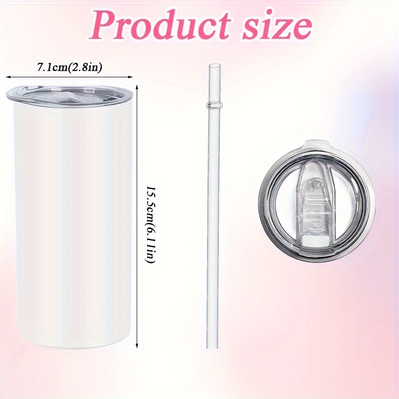 25pcs 15oz Premium Sublimation Skinny Tumbler Double Wall Insulated Stainless Steel Cup With Lid And Straw