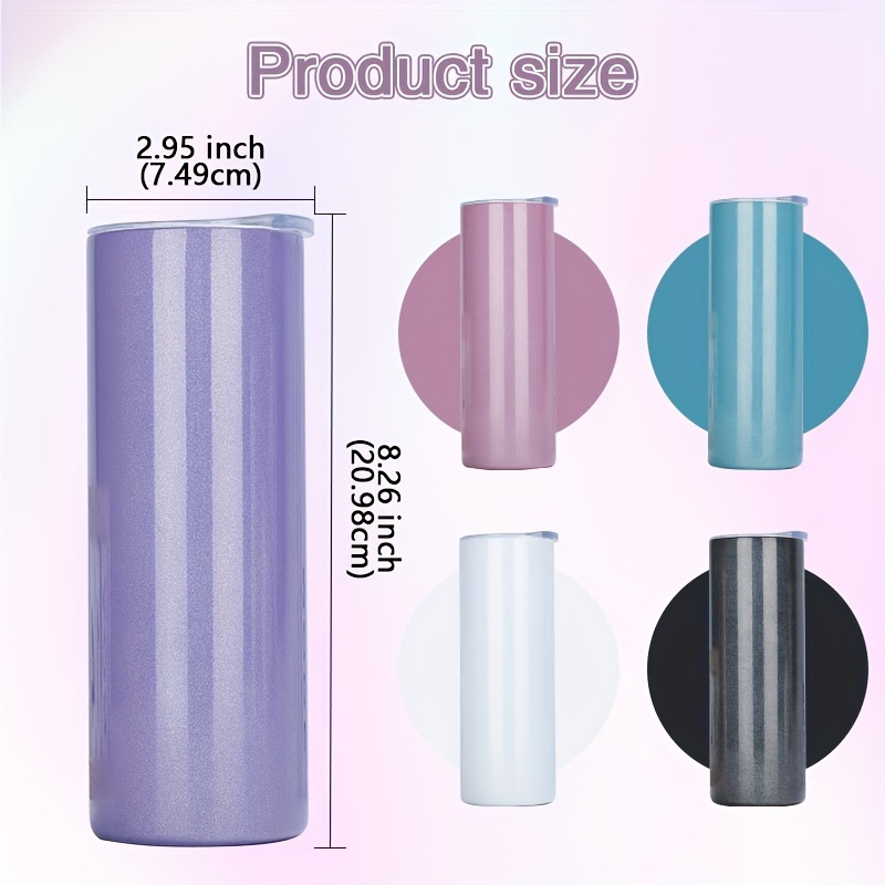 25 Pack 20oz Sublimation White/Mix Glitter Tumbler with Individually Plastic Straws Can