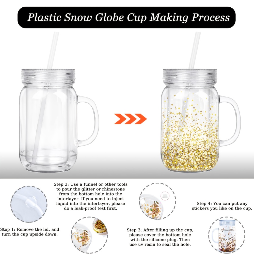 25pcs 20oz Double-Wall Plastic Tumblers with Rubber Stopper & Straw