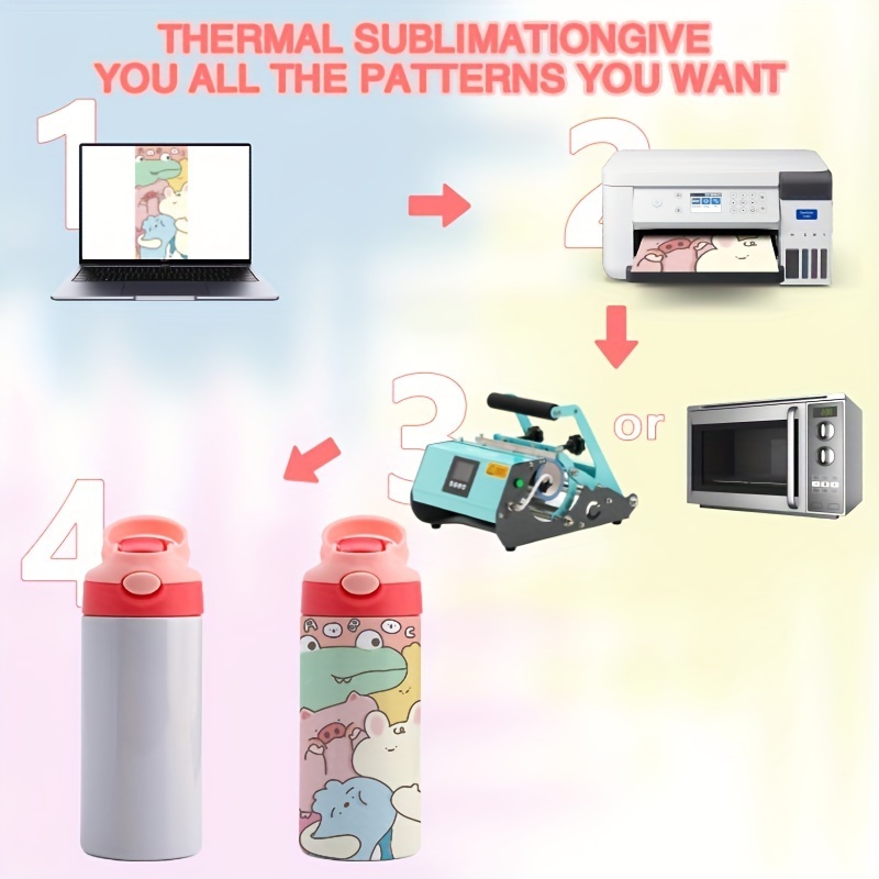 25pcs 12oz Mixed Color Water Cup Thermal Sublimation Thermal Insulation Stainless Steel Water Bottle