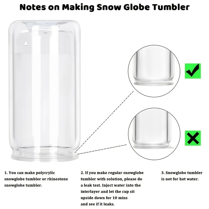 25 Pack 16 Oz Double Wall Snow Globe Tumblers DIY Glitter Mason Jar Cups