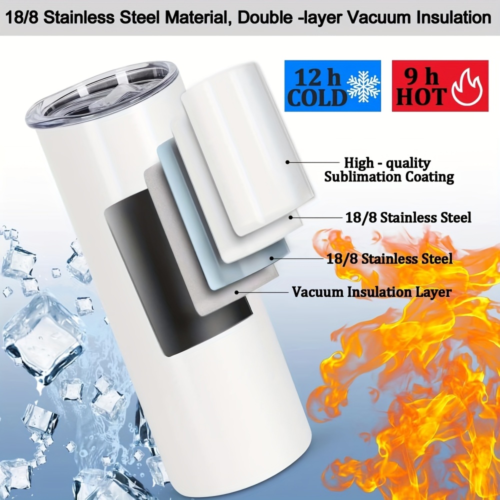 25/50pcs 20oz Sublimation Straight Cup with Lid Plastic Straw Metal Straw Stainless Steel Double Wall Insulation Tumbler