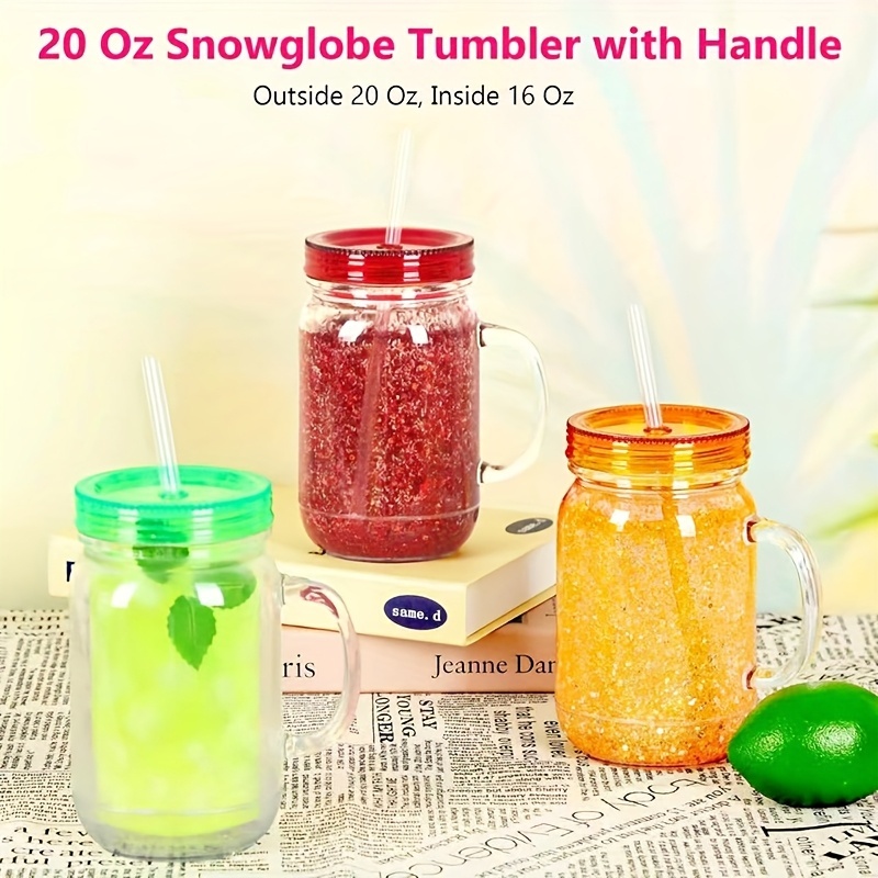 25pcs 20oz Double-Wall Plastic Tumblers with Rubber Stopper & Straw