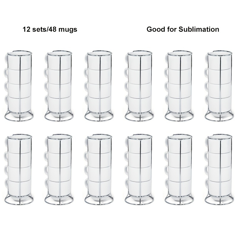 48pcs 4oz Sublimation Mugs Blanks Bulk Coffee Stackable Mug Cups White Plain Ceramic Mug Cups for Sublimate
