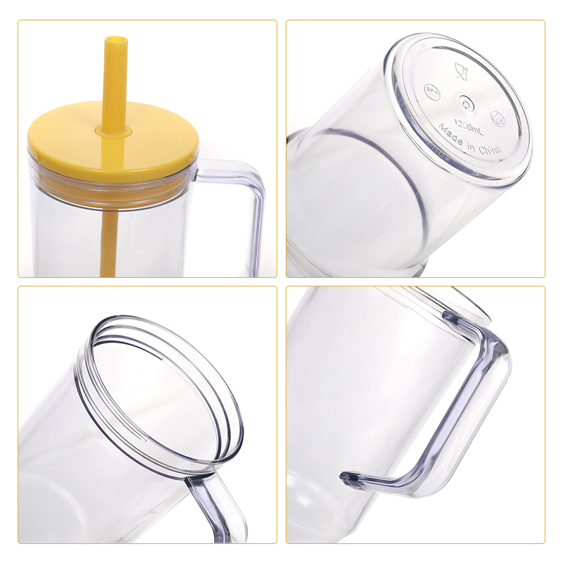 24pcs 40oz Clear Plastic Cups Travel Mug with Colored Lids & Straw