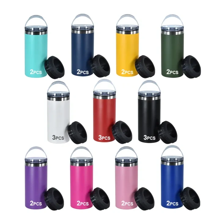 US Warehouse 16oz 4 in 1 Powder Coated Can Cooler with Opener