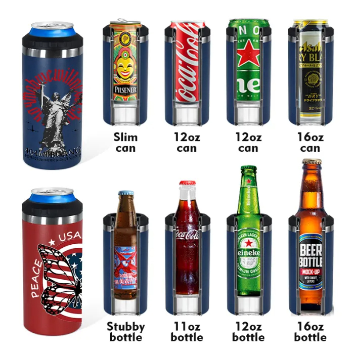 US Warehouse 16oz 4 in 1 Powder Coated Can Cooler with Opener