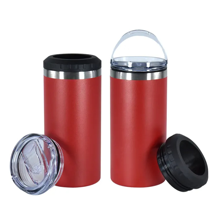 US Warehouse 16oz 4 in 1 Powder Coated Can Cooler with Opener