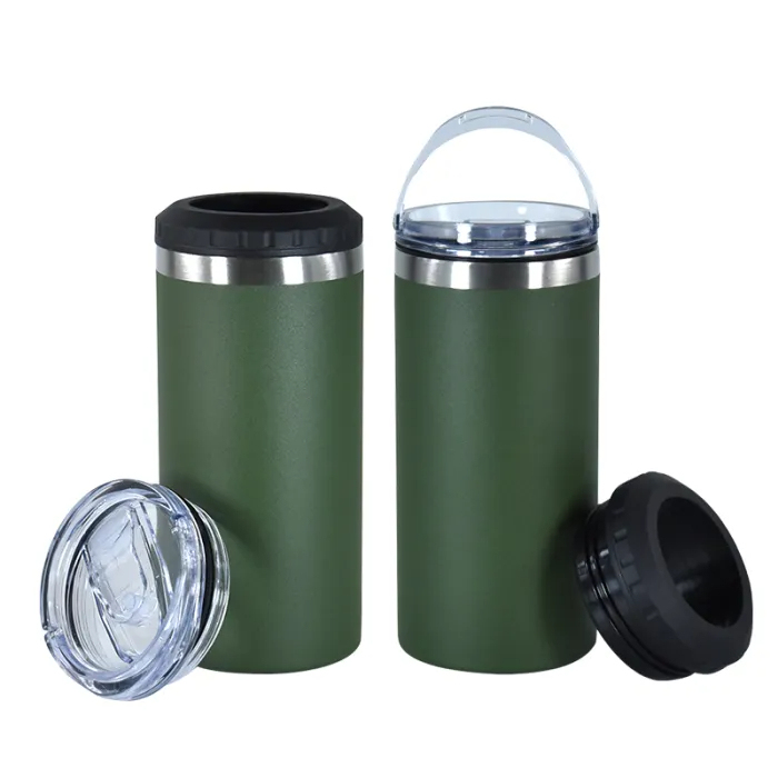 US Warehouse 16oz 4 in 1 Powder Coated Can Cooler with Opener