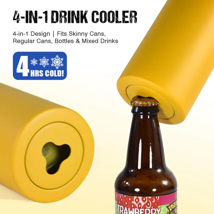 US Warehouse 16oz 4 in 1 Powder Coated Can Cooler with Opener