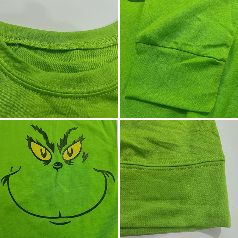 Christmas Grinch Crewneck Sweatshirt for Women Novelty Hoodie Casual Pullover