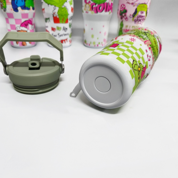 30oz Grinch Stainless Steel Tumblers with Lifting Handle and Lid
