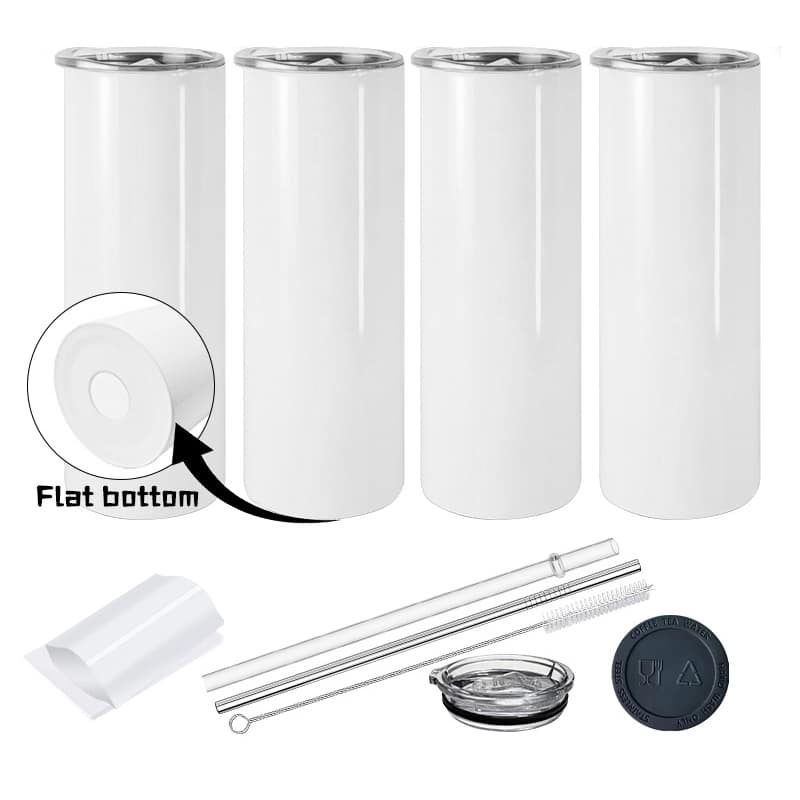 20oz stainless steel right angle white blank sublimation straight tumbler with flat bottom