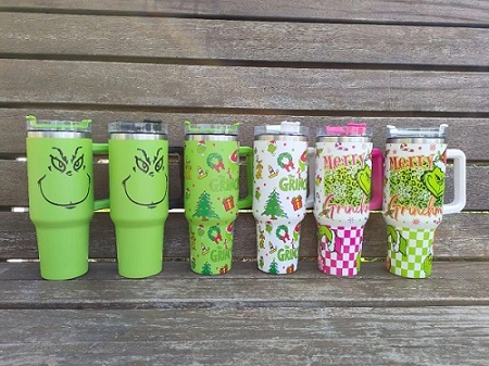 40oz Grinch Stainless Steel Tumblers with Handle Travel Mug
