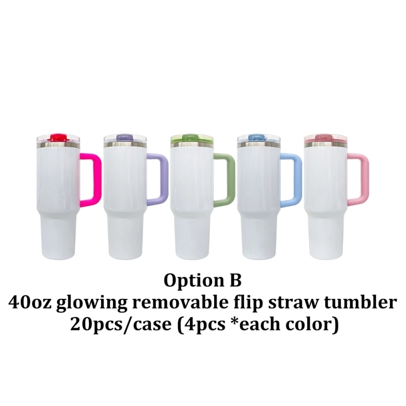 20 Pack USA Warehouse Halloween Parent-child 40oz Glow in Dark Removable Leakproof Flip Top Straw Tumbler for Sublimation