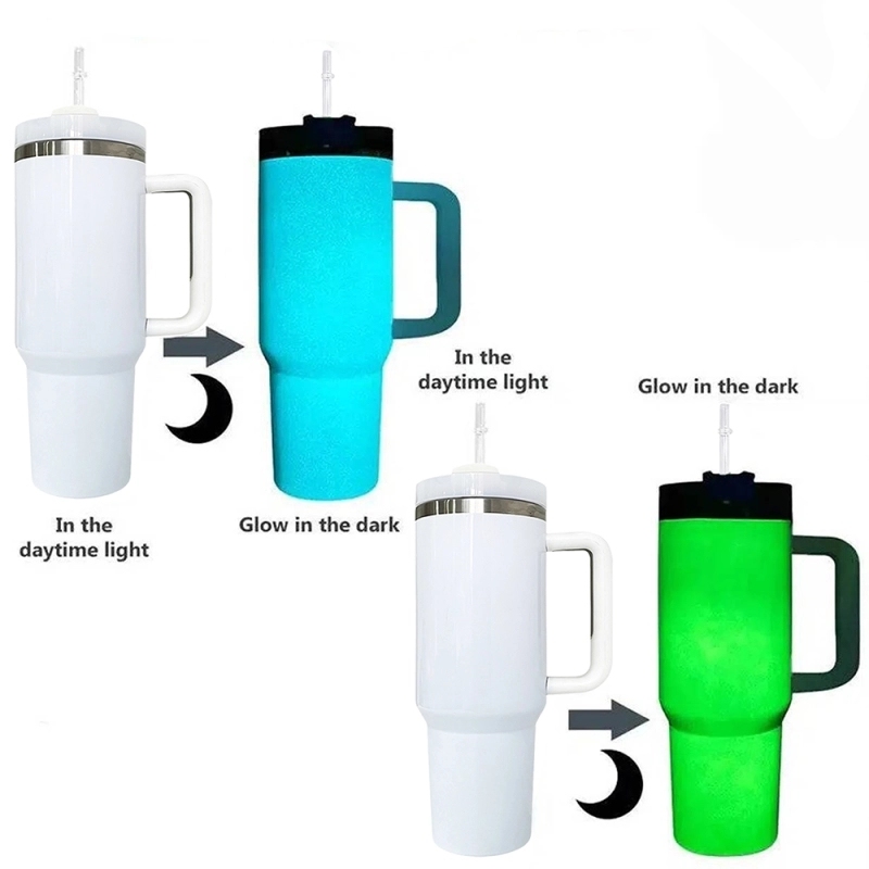 20 Pack USA Warehouse 40oz H2.0 White Blank Glow in Dark Tumblers Halloween Tumblers for Sublimation and Laser Engraving