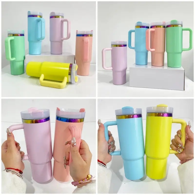 20 Pack USA Warehouse H2.0 30oz Macaron Rainbow Plated 30oz Quencher Tumblers for Laser Engraving