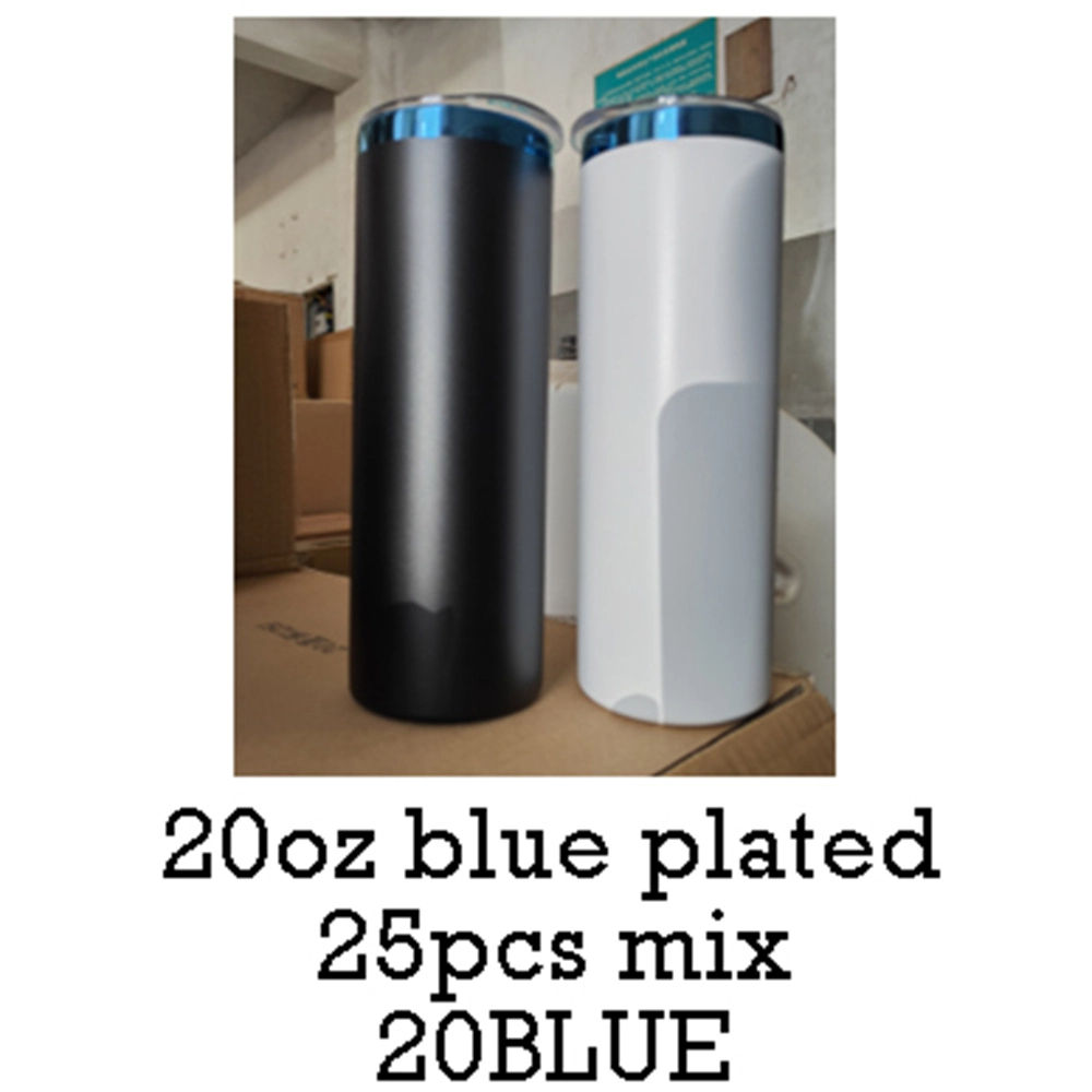25 Pack USA Warehouse 20oz BLUE Plated Tumbler 20 oz Stainless Steel Tumbler